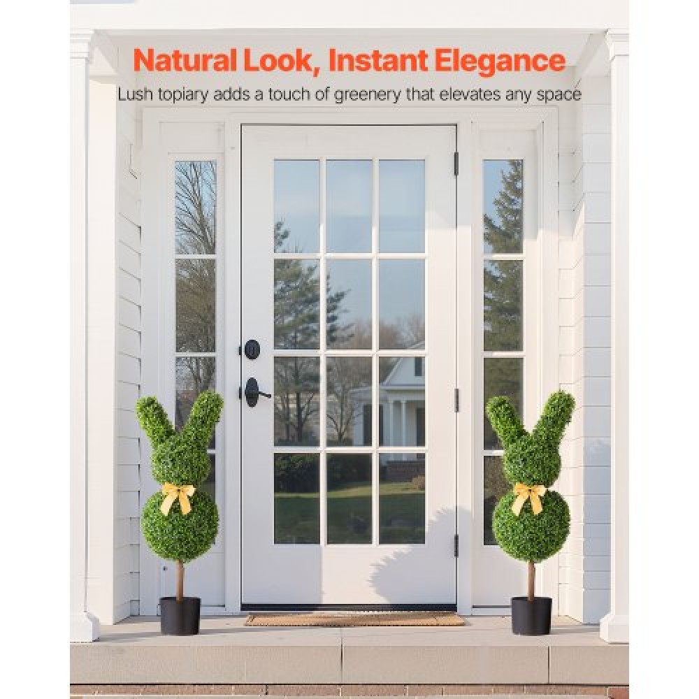 VEVOR Artificial Topiary Bunny-Shape Boxwood Ball, 2 Set 914mm Faux Boxwood Plant balls, Fake Silk Tree Look Real, Εύκολη συναρμολόγηση για διακόσμηση Μπροστινή βεράντα Εξωτερική βεράντα Κήπος Μπαλκόνι Πίσω αυλή Εσωτερική