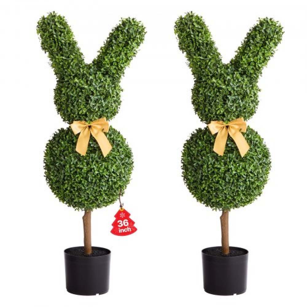 VEVOR Artificial Topiary Bunny-Shape Boxwood Ball, 2 Set 914mm Faux Boxwood Plant balls, Fake Silk Tree Look Real, Εύκολη συναρμολόγηση για διακόσμηση Μπροστινή βεράντα Εξωτερική βεράντα Κήπος Μπαλκόνι Πίσω αυλή Εσωτερική