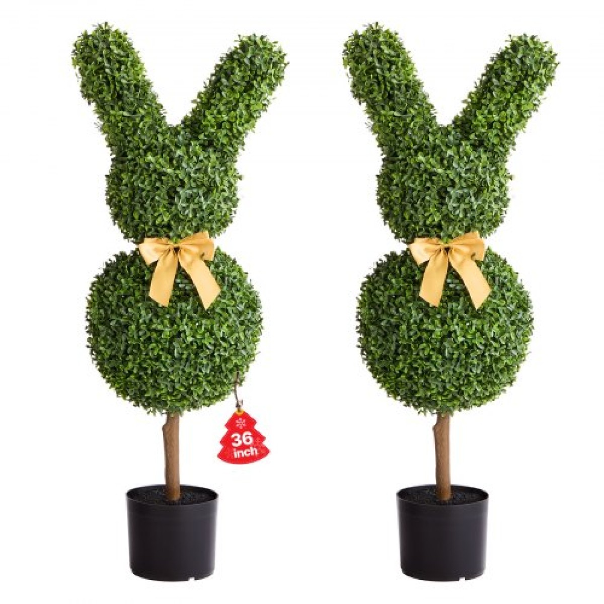 VEVOR Artificial Topiary Bunny-Shape Boxwood Ball, 2 Set 914mm Faux Boxwood Plant balls, Fake Silk Tree Look Real, Εύκολη συναρμολόγηση για διακόσμηση Μπροστινή βεράντα Εξωτερική βεράντα Κήπος Μπαλκόνι Πίσω αυλή Εσωτερική