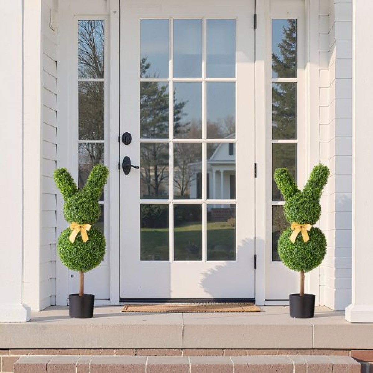 VEVOR Artificial Topiary Bunny-Shape Boxwood Ball, 2 Set 914mm Faux Boxwood Plant balls, Fake Silk Tree Look Real, Εύκολη συναρμολόγηση για διακόσμηση Μπροστινή βεράντα Εξωτερική βεράντα Κήπος Μπαλκόνι Πίσω αυλή Εσωτερική
