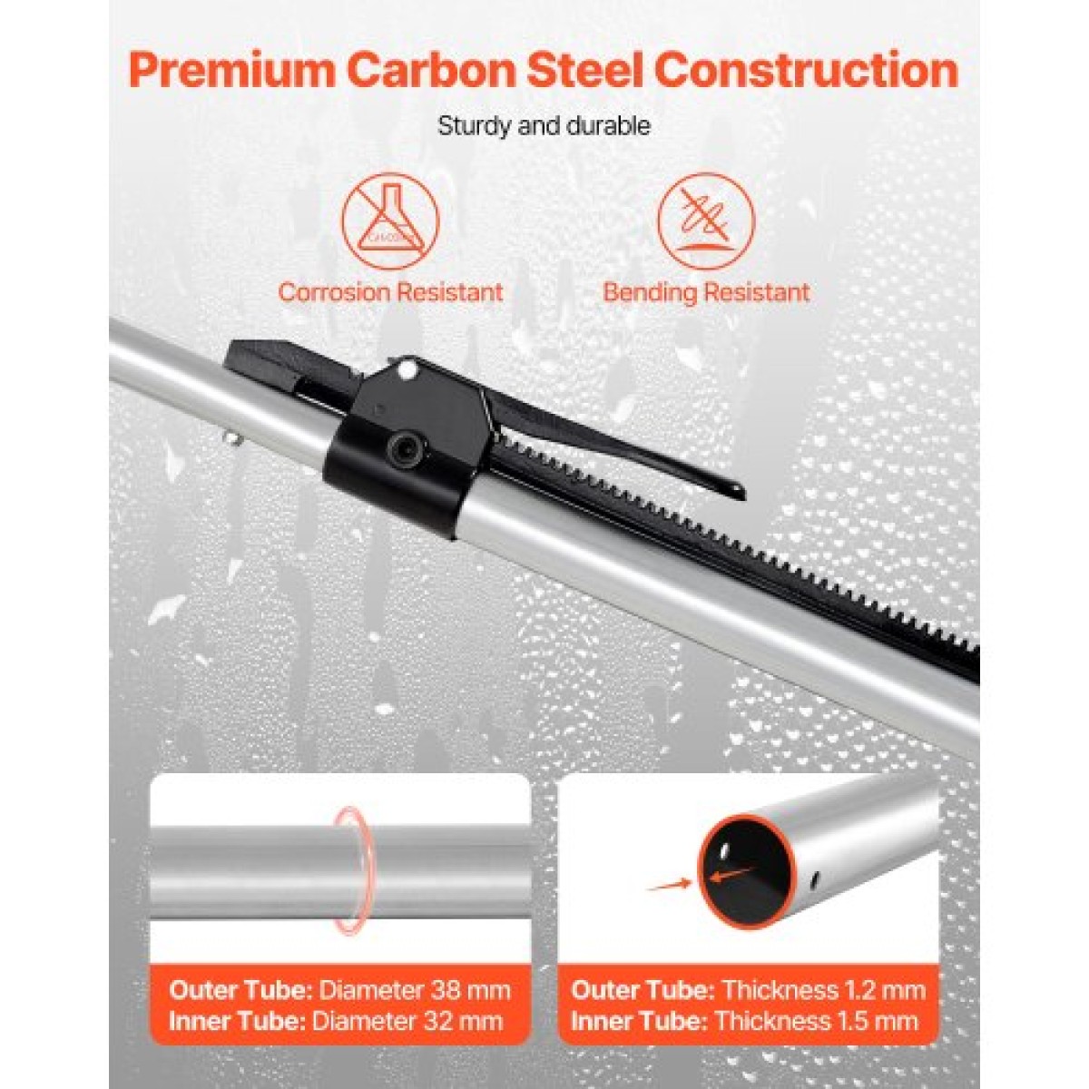 VEVOR Cargo Bar, Ratcheting Bar Cargo Ρυθμιζόμενη από 2261mm έως 2642mm, Σταθεροποιητής Cargos από χάλυβα βαρέως τύπου με αντιολισθητικό πέλμα ποδιών, ράβδοι κλειδαριάς φόρτωσης κρεβατιού φορτηγού για φορτηγό κουτί, ημιρυμουλκούμενο, ρυμουλκούμενο (2 ΤΕΜ)