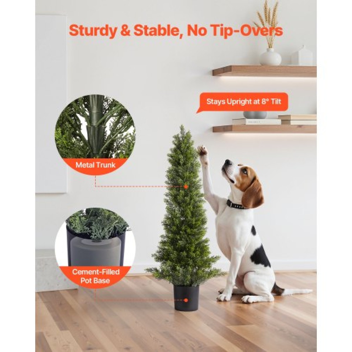 VEVOR Artificial Topiary Cedar Trees, 2 Set 914mm Faux Pine Thumbs, Fake Silk Tree Look Real, Εύκολη συναρμολόγηση για διακόσμηση Μπροστινή βεράντα Εξωτερική βεράντα Κήπος Μπαλκόνι πίσω αυλή Εσωτερικό γραφείο