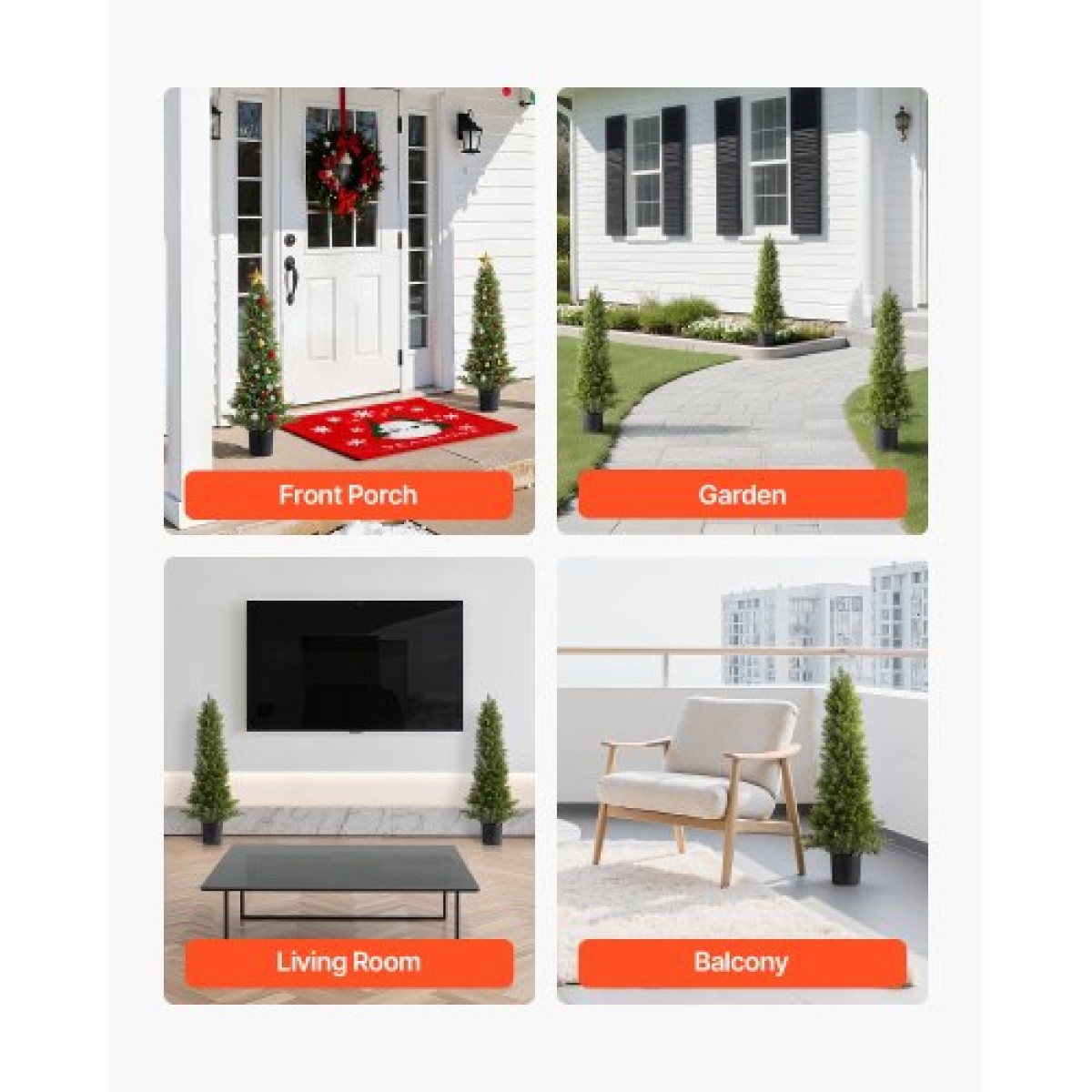 VEVOR Artificial Topiary Cedar Trees, 2 Set 914mm Faux Pine Thumbs, Fake Silk Tree Look Real, Εύκολη συναρμολόγηση για διακόσμηση Μπροστινή βεράντα Εξωτερική βεράντα Κήπος Μπαλκόνι πίσω αυλή Εσωτερικό γραφείο