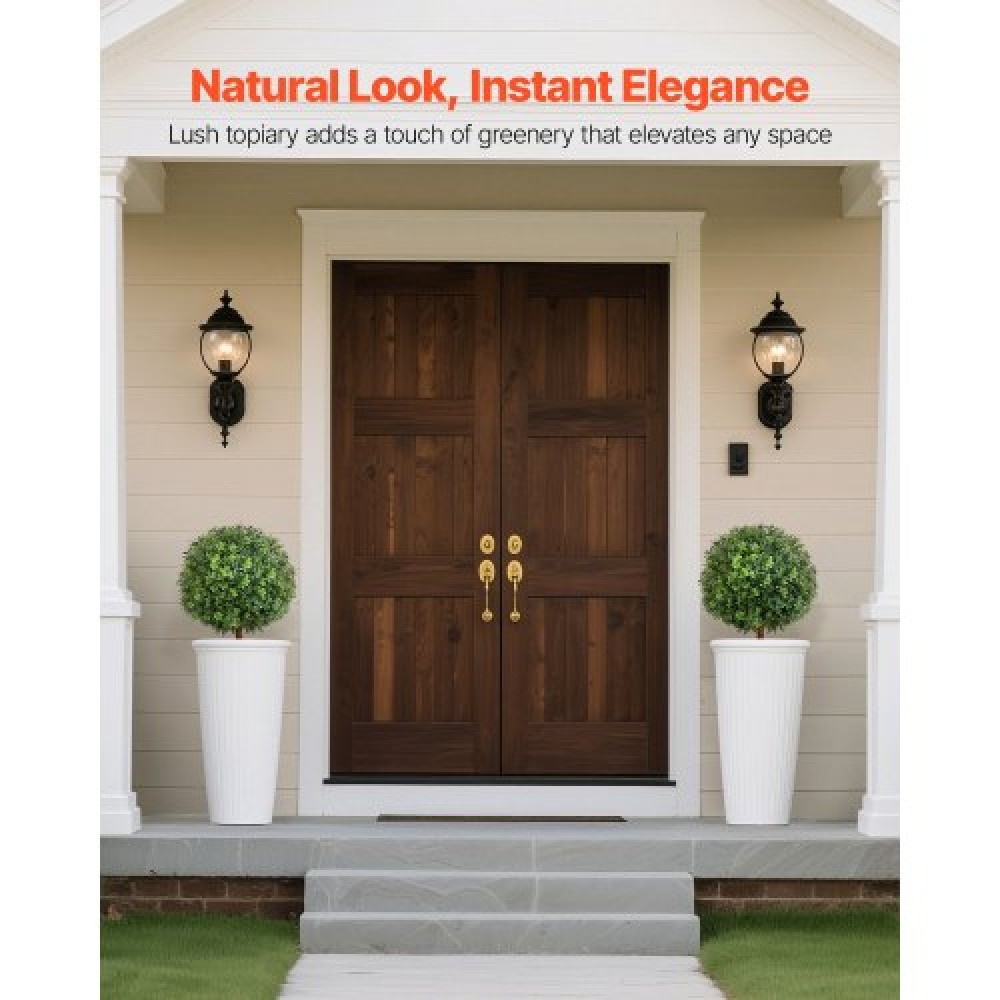 VEVOR Artificial Topiary Boxwood Trees with Ground Spike, 2 Set 559mm faux θάμνοι & θάμνοι φυτά σε γλάστρες, Fake Silk Tree Look Real for Decor Μπροστινή βεράντα Εσωτερική βεράντα Εσωτερική βεράντα Κήπος Μπαλκόνι Πίσω αυλή
