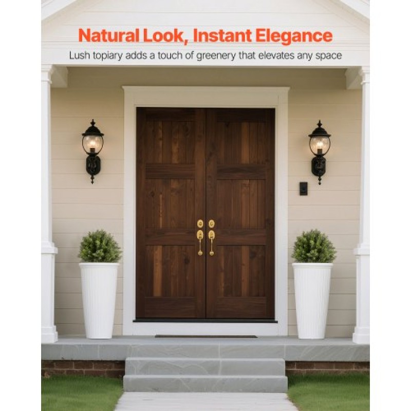 VEVOR Artificial Topiary Κυπαρίσσια με ακίδα, 2 σετ 406 χιλιοστών ψεύτικοι θάμνοι και θάμνοι σε γλάστρες, ψεύτικο μεταξωτό δέντρο φαίνεται αληθινό για διακόσμηση Μπροστινή βεράντα Εξωτερική βεράντα Εσωτερική βεράντα Κήπος Μπαλκόνι Πίσω αυλή