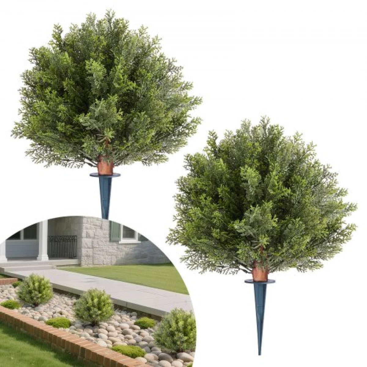 VEVOR Artificial Topiary Κυπαρίσσια με ακίδα, 2 σετ 406 χιλιοστών ψεύτικοι θάμνοι και θάμνοι σε γλάστρες, ψεύτικο μεταξωτό δέντρο φαίνεται αληθινό για διακόσμηση Μπροστινή βεράντα Εξωτερική βεράντα Εσωτερική βεράντα Κήπος Μπαλκόνι Πίσω αυλή