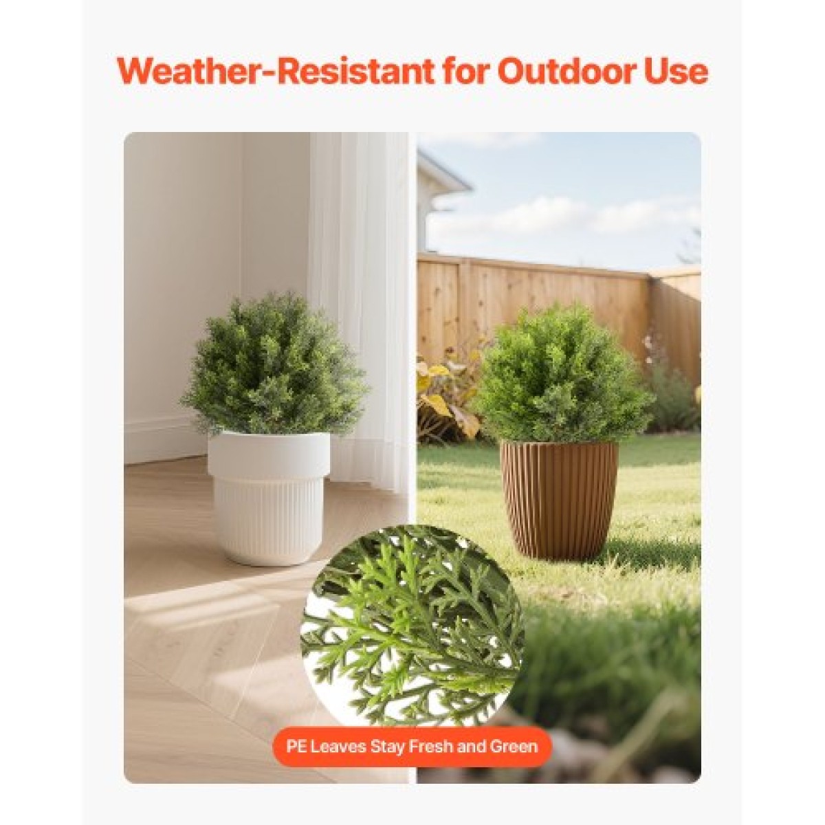 VEVOR Artificial Topiary Κυπαρίσσια με ακίδα, 2 σετ 406 χιλιοστών ψεύτικοι θάμνοι και θάμνοι σε γλάστρες, ψεύτικο μεταξωτό δέντρο φαίνεται αληθινό για διακόσμηση Μπροστινή βεράντα Εξωτερική βεράντα Εσωτερική βεράντα Κήπος Μπαλκόνι Πίσω αυλή