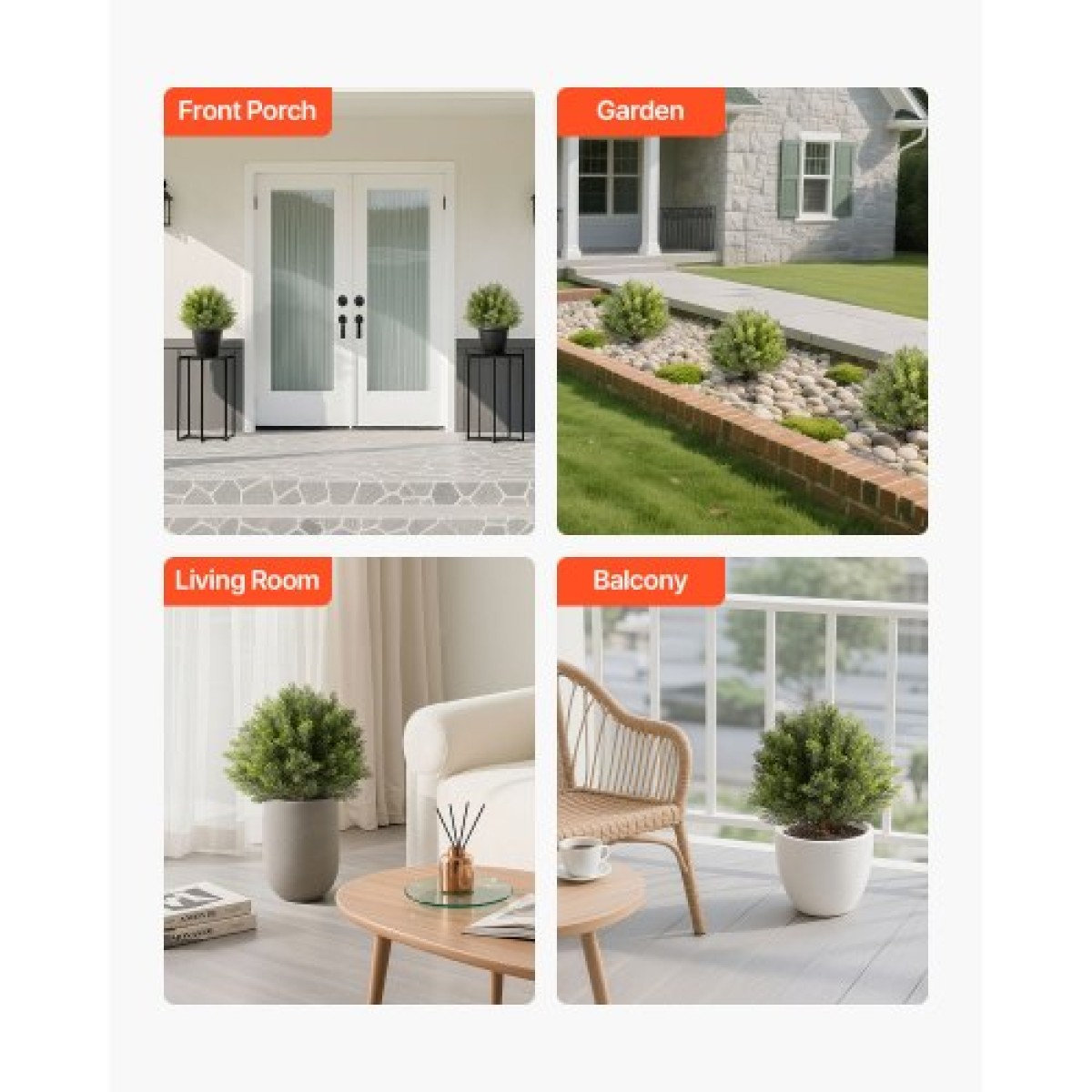 VEVOR Artificial Topiary Κυπαρίσσια με ακίδα, 2 σετ 406 χιλιοστών ψεύτικοι θάμνοι και θάμνοι σε γλάστρες, ψεύτικο μεταξωτό δέντρο φαίνεται αληθινό για διακόσμηση Μπροστινή βεράντα Εξωτερική βεράντα Εσωτερική βεράντα Κήπος Μπαλκόνι Πίσω αυλή