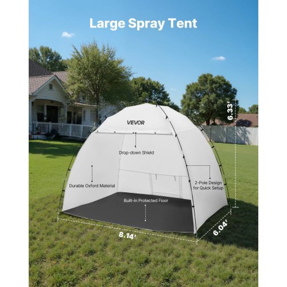VEVOR Portable Paint Booth Tent, 2330 x 1720 x 1900mm Painting Tent Station, Spray Shelter με ενσωματωμένο δάπεδο & δικτυωτή οθόνη, μεγάλος χώρος, Oxford σκηνές βαφής με σπρέι για ντουλάπι, καρέκλες, τραπέζια