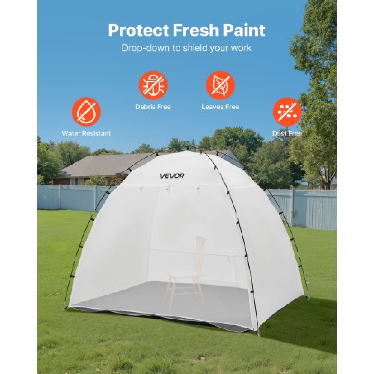 VEVOR Portable Paint Booth Tent, 2330 x 1720 x 1900mm Painting Tent Station, Spray Shelter με ενσωματωμένο δάπεδο & δικτυωτή οθόνη, μεγάλος χώρος, Oxford σκηνές βαφής με σπρέι για ντουλάπι, καρέκλες, τραπέζια