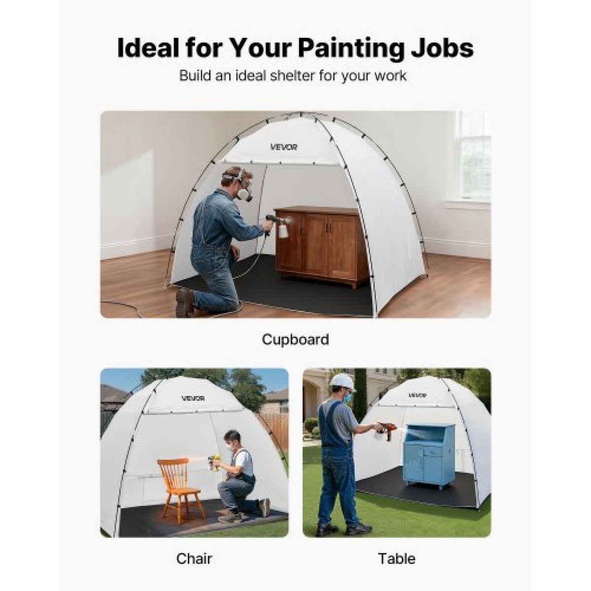 VEVOR Portable Paint Booth Tent, 2330 x 1720 x 1900mm Painting Tent Station, Spray Shelter με ενσωματωμένο δάπεδο & δικτυωτή οθόνη, μεγάλος χώρος, Oxford σκηνές βαφής με σπρέι για ντουλάπι, καρέκλες, τραπέζια
