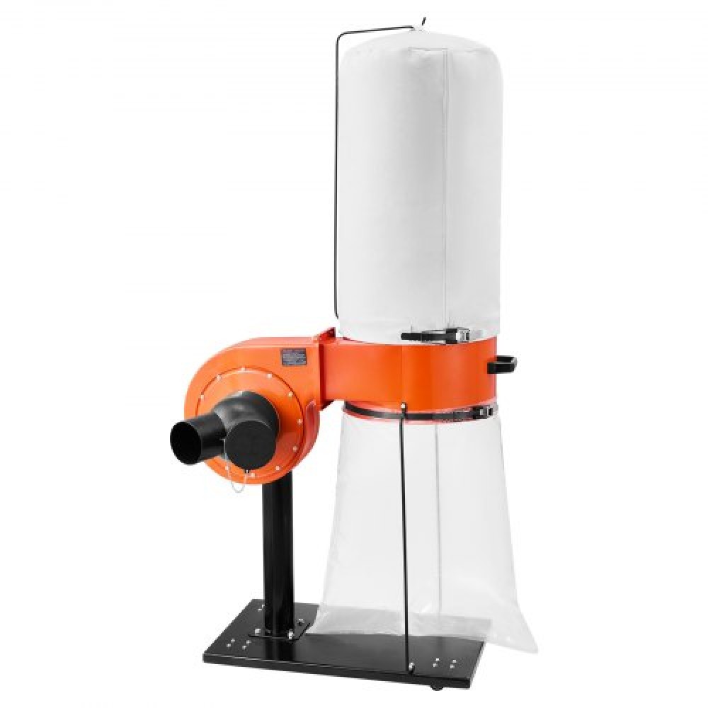 VEVOR Dust Collector, 800 CFM 2,5 Micron Vortex Cone Dust Collectors, 1HP Sawdust Collection System με 60L Dusts Collector Bag, Filter Bag και Casters, 2800 RPM High Speed, για ξυλουργική