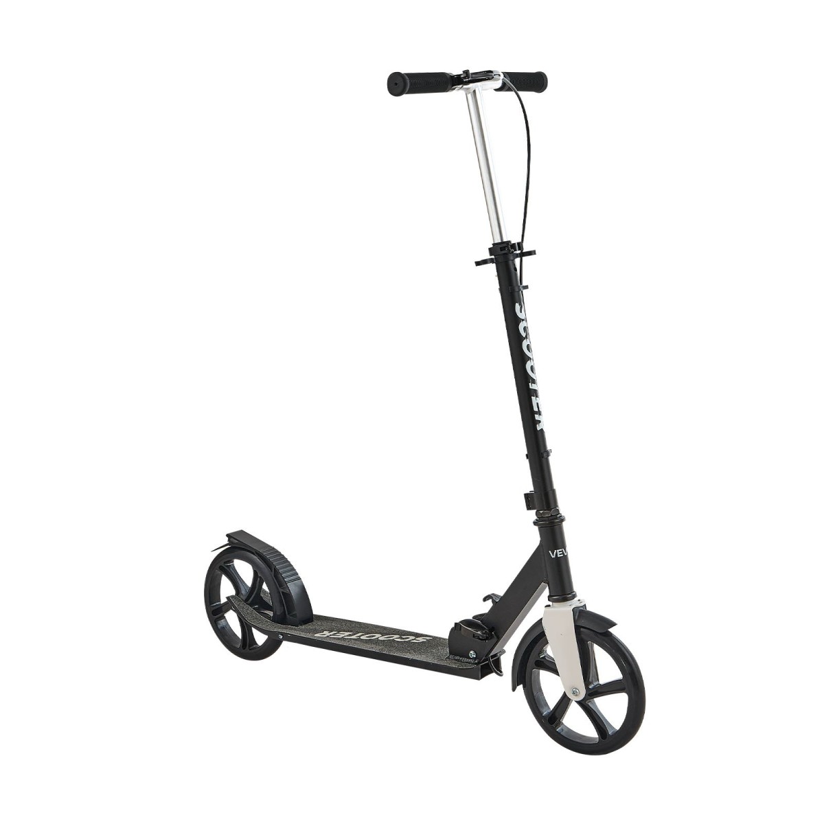 VEVOR Kick Scooter για Παιδιά Ηλικιών 8+, Έφηβοι και Ενήλικες, Μικρό σκούτερ 2 τροχών με τιμόνι ρυθμιζόμενου ύψους, φαρδύ αντιολισθητικό κατάστρωμα, αναδιπλούμενο ελαφρύ για αγόρια και κορίτσια έως 99,8 κιλά, μαύρο + ασημί