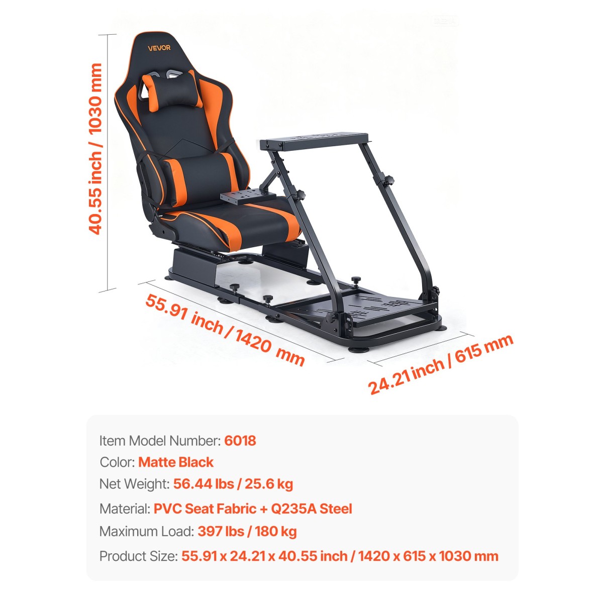 VEVOR Racing Wheel Stand, Heavy-Duty Simulator Cockpit Steering Stand με Dual-Rail Dual-Arm, Fit Logitech G25,G27,G29,G920,G923, Thrustmaster T300RS,TX F458,T500PRO,T3PA-Rdal