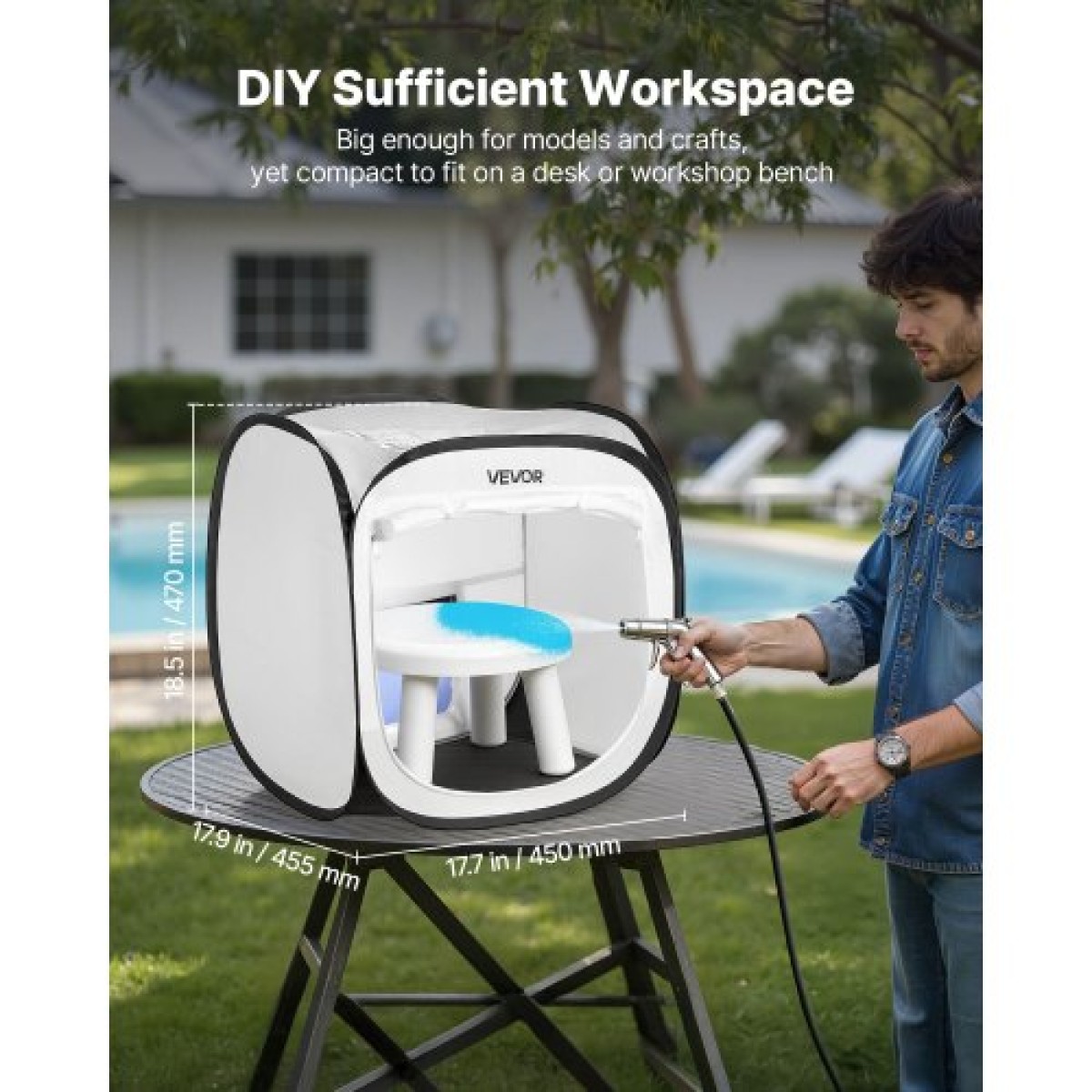 Φορητή σκηνή VEVOR Paint Booth, 405 x 405 x 430mm Pop-Up Portable Spray Paint Tent with Mesh Door, Τέντες ζωγραφικής με σπρέι για μικρά μοντέλα, γλυπτά, κορνίζες φωτογραφιών, Pop-up σχέδιο, αδιάβροχη