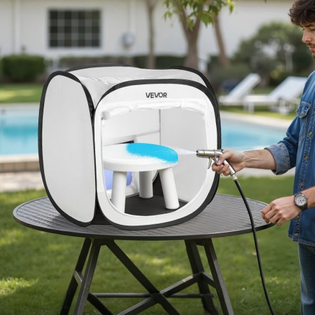 Φορητή σκηνή VEVOR Paint Booth, 405 x 405 x 430mm Pop-Up Portable Spray Paint Tent with Mesh Door, Τέντες ζωγραφικής με σπρέι για μικρά μοντέλα, γλυπτά, κορνίζες φωτογραφιών, Pop-up σχέδιο, αδιάβροχη