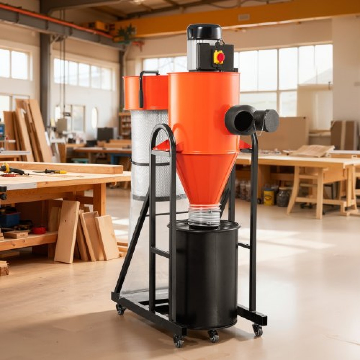 VEVOR Dust Collector, 763 CFM 1 Micron Cyclone Dust Collector, 1,5HP Dusts Separator με 47,32L Dust Collector Bag & Base Stand, Smart Cyclone Separation, Dusts Collection System for Woodworking