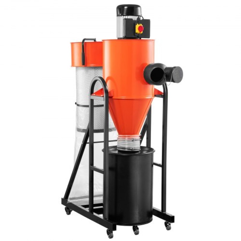 VEVOR Dust Collector, 763 CFM 1 Micron Cyclone Dust Collector, 1,5HP Dusts Separator με 47,32L Dust Collector Bag & Base Stand, Smart Cyclone Separation, Dusts Collection System for Woodworking