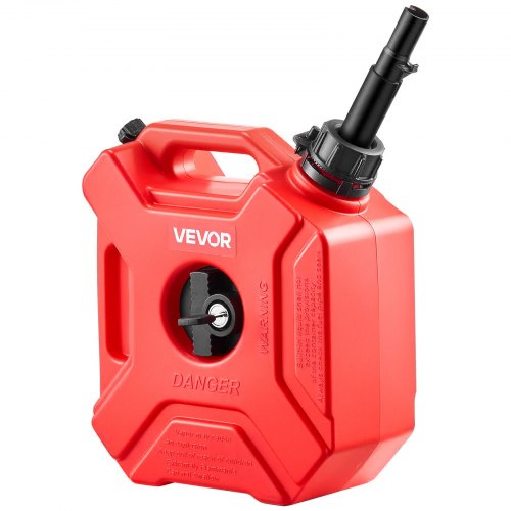 Δοχείο καυσίμου VEVOR, 5 L, δοχείο υγραερίου με στόμιο και βραχίονα που κλειδώνει, Μέγιστος ρυθμός ροής 15 L/min, Ασφαλές και στεγανό, φορητό επίπεδο δοχείο υγρού για τα περισσότερα αυτοκίνητα ATV UTV μοτοσικλετών, κόκκινο