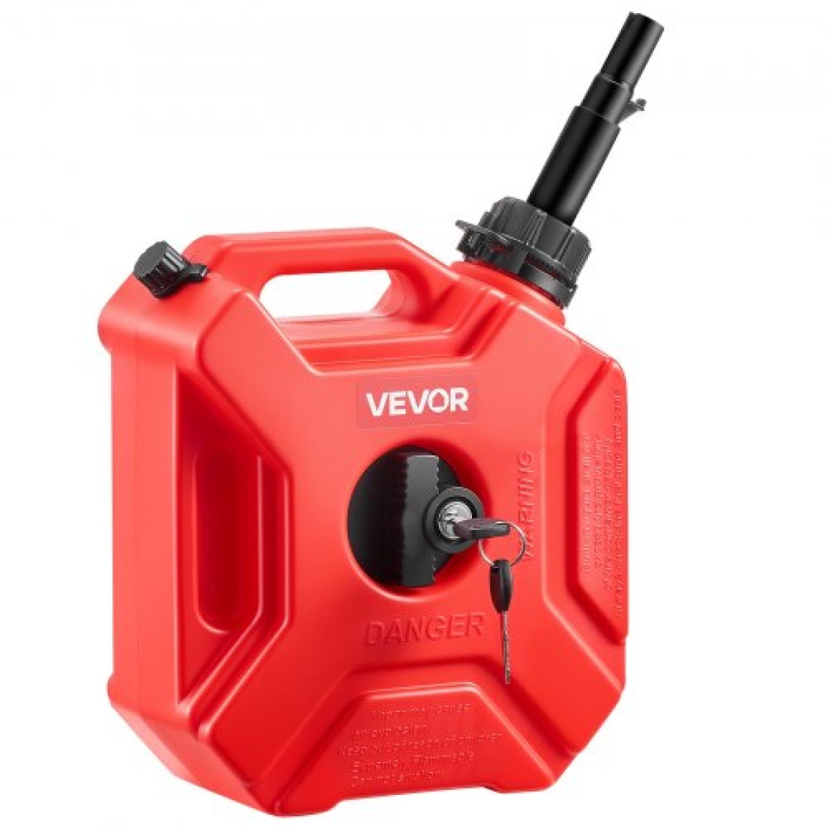 Δοχείο καυσίμου VEVOR, 5 L, δοχείο υγραερίου με στόμιο και βραχίονα που κλειδώνει, Μέγιστος ρυθμός ροής 15 L/min, Ασφαλές και στεγανό, φορητό επίπεδο δοχείο υγρού για τα περισσότερα αυτοκίνητα ATV UTV μοτοσικλετών, κόκκινο