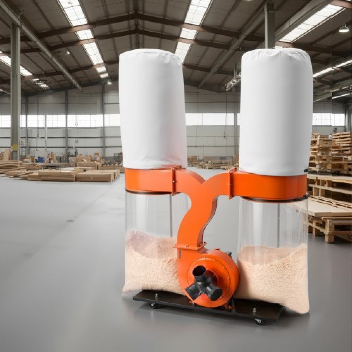 VEVOR Dust Collector, 1550 CFM 2,5 Micron Vortex Cone Dust Collectors, 3,0HP Sawdust Collector System with Two Dusts Collector Bags 132,5L & Two Filter Bags 159L, 2800 RPM, Non-woven Fabric