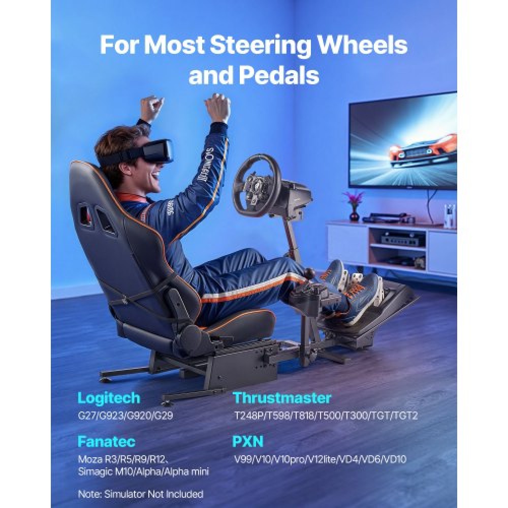 VEVOR Racing Wheel Stand, Heavy-Duty Simulator Cockpit Steering Wheel Stand, Fit Logitech G25, G27, G29, G920, G923, Thrustmaster T300RS, TX F458, T500RS, T3PA-PRO (F1/GT) and CSR Pedals