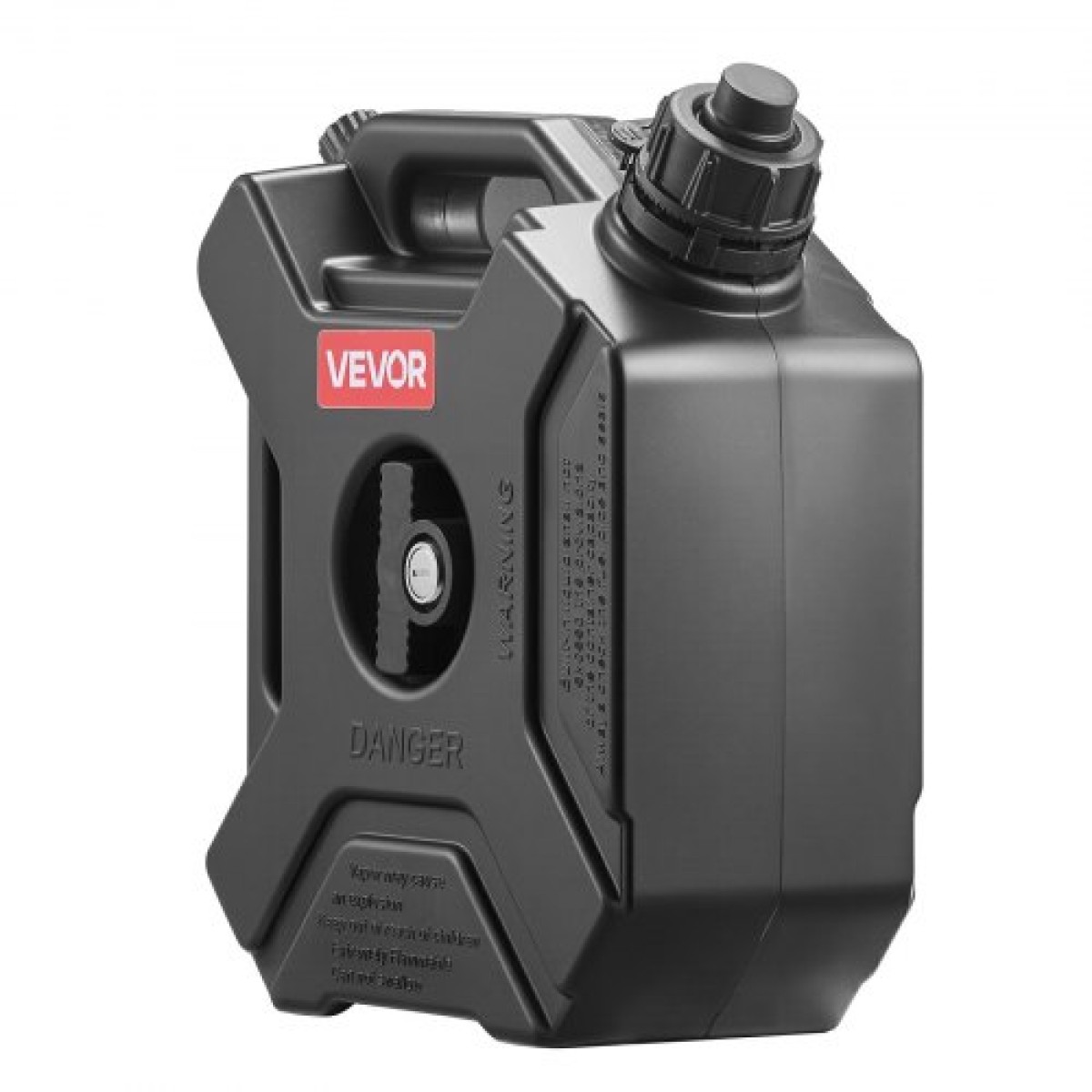 Δοχείο καυσίμου VEVOR, 5 L, δοχείο αερίου με στόμιο και βραχίονα που κλειδώνει, Μέγιστος ρυθμός ροής 15 L/min, Ασφαλές και στεγανό, φορητό επίπεδο δοχείο υγρού για τα περισσότερα αυτοκίνητα ATV UTV μοτοσικλετών, μαύρο