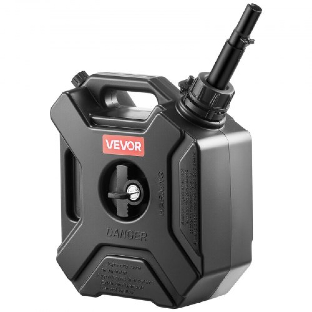 Δοχείο καυσίμου VEVOR, 5 L, δοχείο αερίου με στόμιο και βραχίονα που κλειδώνει, Μέγιστος ρυθμός ροής 15 L/min, Ασφαλές και στεγανό, φορητό επίπεδο δοχείο υγρού για τα περισσότερα αυτοκίνητα ATV UTV μοτοσικλετών, μαύρο