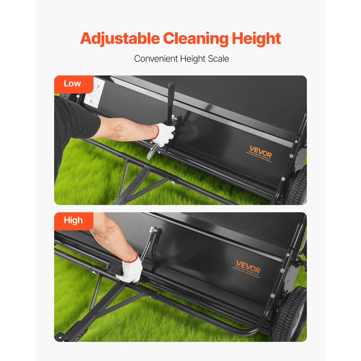 Sweeper VEVOR Tow Behind Lawn Sweeper, 122cm Pull Behind Yard Sweeper, 26 cu.ft Hopper Bag Capacity, Συλλέκτης φύλλων και γρασιδιού με σχοινί απόρριψης, ρυθμιζόμενο ύψος σάρωσης, σάρωθρες κήπου για αγρόκτημα γκαζόν