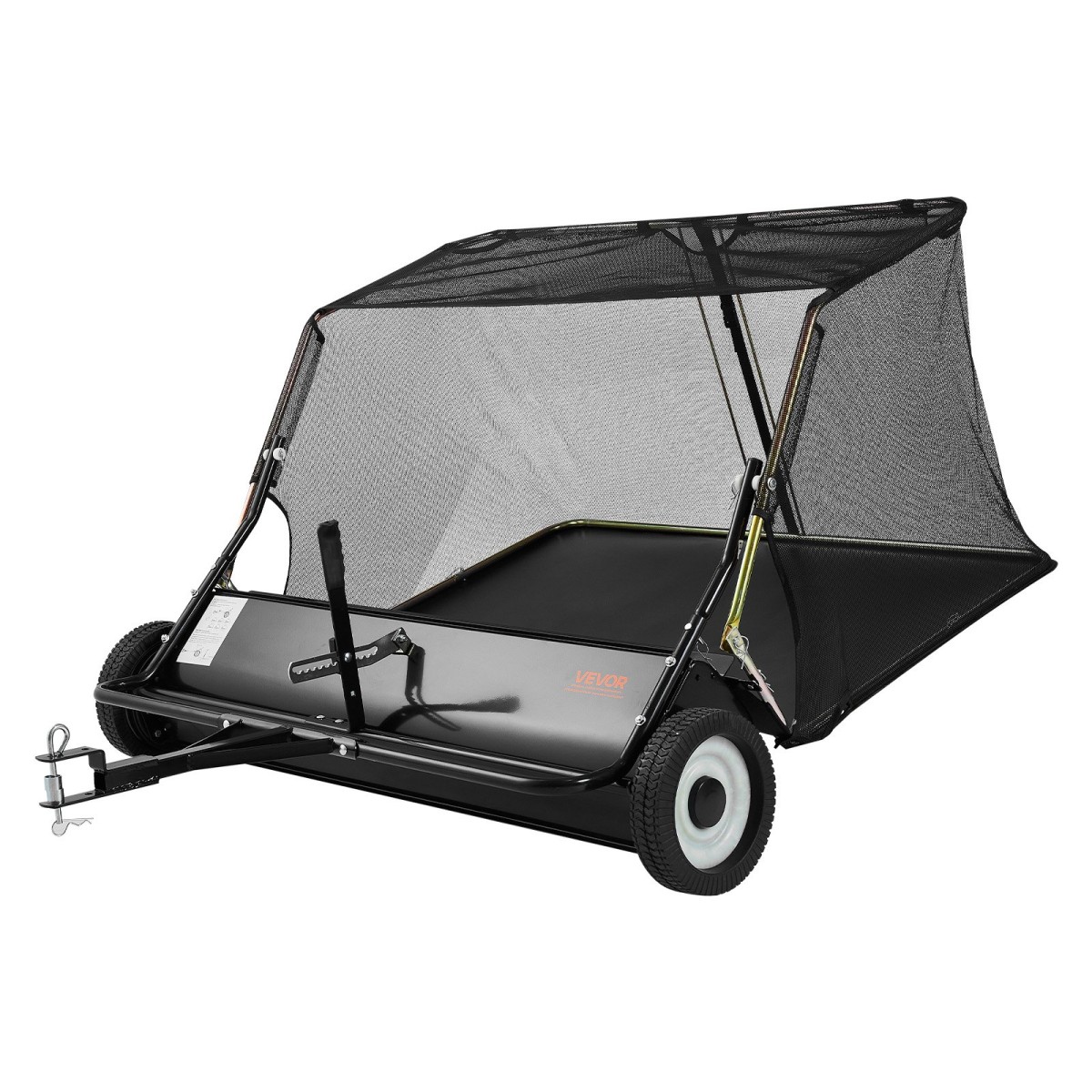 Sweeper VEVOR Tow Behind Lawn Sweeper, 122cm Pull Behind Yard Sweeper, 26 cu.ft Hopper Bag Capacity, Συλλέκτης φύλλων και γρασιδιού με σχοινί απόρριψης, ρυθμιζόμενο ύψος σάρωσης, σάρωθρες κήπου για αγρόκτημα γκαζόν
