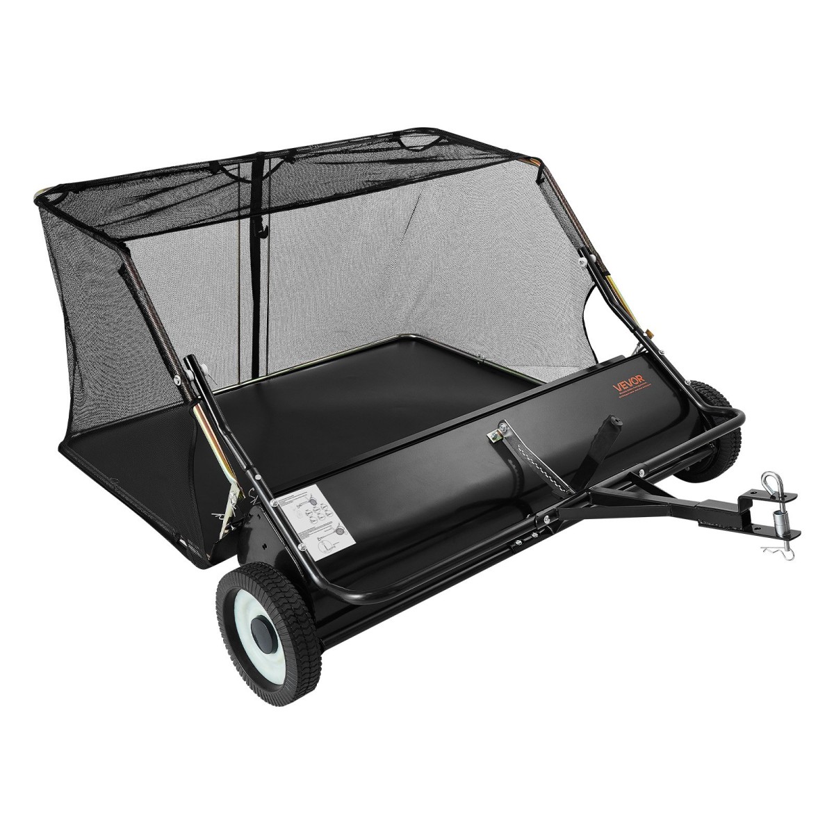 Sweeper VEVOR Tow Behind Lawn Sweeper, 122cm Pull Behind Yard Sweeper, 26 cu.ft Hopper Bag Capacity, Συλλέκτης φύλλων και γρασιδιού με σχοινί απόρριψης, ρυθμιζόμενο ύψος σάρωσης, σάρωθρες κήπου για αγρόκτημα γκαζόν