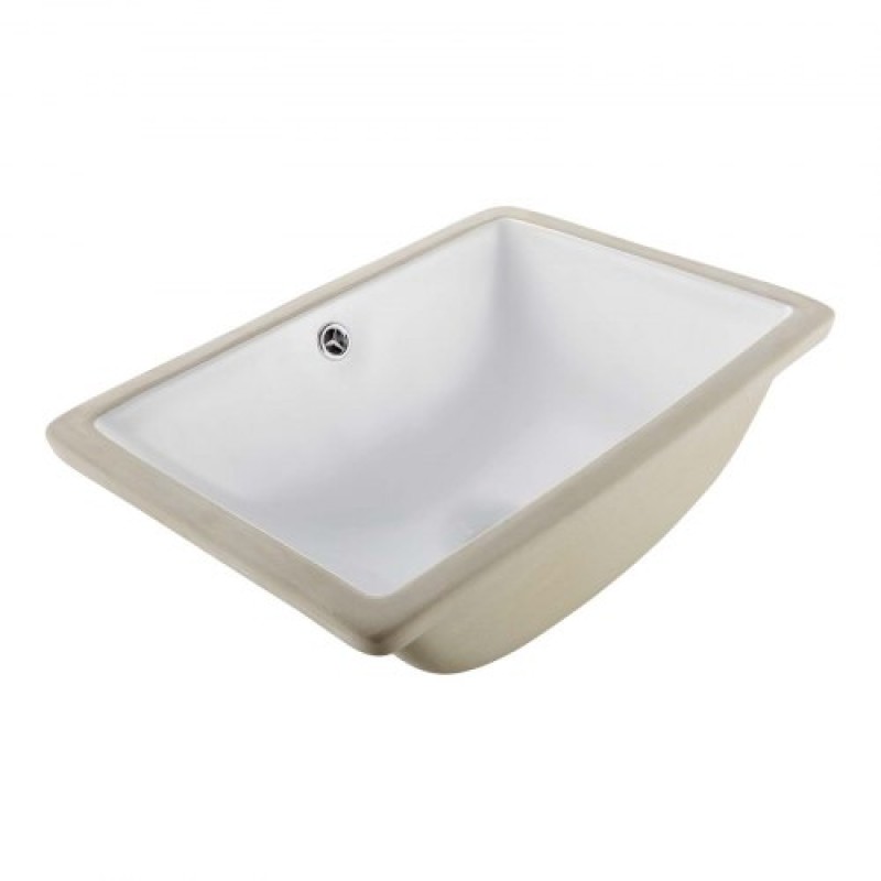 VEVOR Undermount Bathroom Sink, 460 x 330 mm Rectangular White Ceramic Vessel Sink with Overflow Hole, Under Counter Drop in Modern Lavatory Vanity Bath Wash Bowl Basin, Rectangle for Small Space