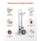 VEVOR 2 in 1 Hand Truck, 453,6 kg Χωρητικότητα φόρτωσης για λειτουργία 4 τροχών, Convertible Hand Truck Dolly με αντιολισθητική λαβή & ρόδες, φορητό τρόλεϊ για μετακόμιση σπιτιού, γραφείου, αποθήκης, σούπερ μάρκετ