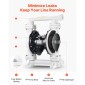 VEVOR Air Operated Double Diaphragm Pump, 95 L/min Max, Standard Int & Out Out Air Pneumatic Waste Oil Transfer Pump, Σώμα πολυπροπυλενίου, Διπλά διαφράγματα, για πετρέλαιο, γράσο, κηροζίνη, βενζίνη