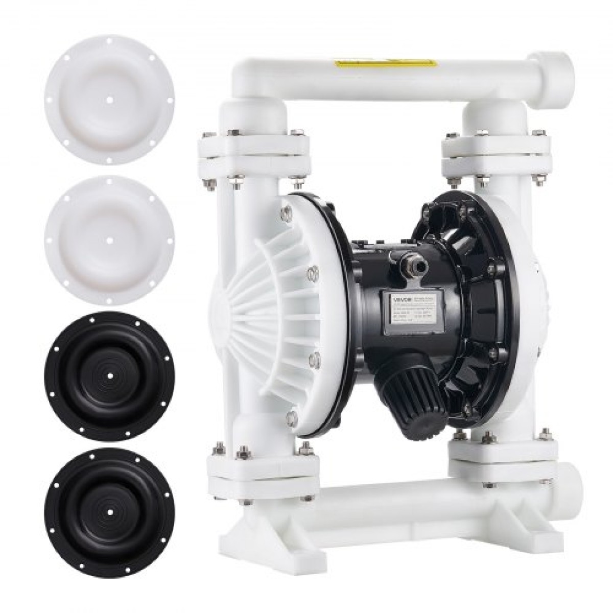 VEVOR Air Operated Double Diaphragm Pump, 95 L/min Max, Standard Int & Out Out Air Pneumatic Waste Oil Transfer Pump, Σώμα πολυπροπυλενίου, Διπλά διαφράγματα, για πετρέλαιο, γράσο, κηροζίνη, βενζίνη