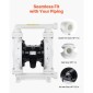 VEVOR Air Operated Double Diaphragm Pump, 95 L/min Max, Standard Int & Out Out Air Pneumatic Waste Oil Transfer Pump, Σώμα πολυπροπυλενίου, Διπλά διαφράγματα, για πετρέλαιο, γράσο, κηροζίνη, βενζίνη