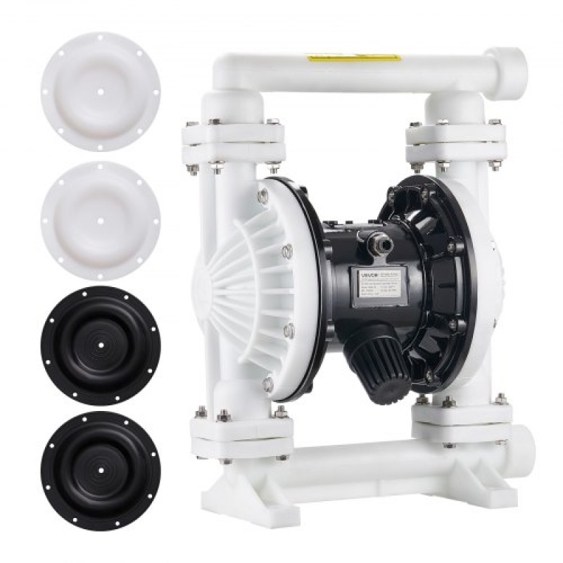 VEVOR Air Operated Double Diaphragm Pump, 95 L/min Max, Standard Int & Out Out Air Pneumatic Waste Oil Transfer Pump, Σώμα πολυπροπυλενίου, Διπλά διαφράγματα, για πετρέλαιο, γράσο, κηροζίνη, βενζίνη