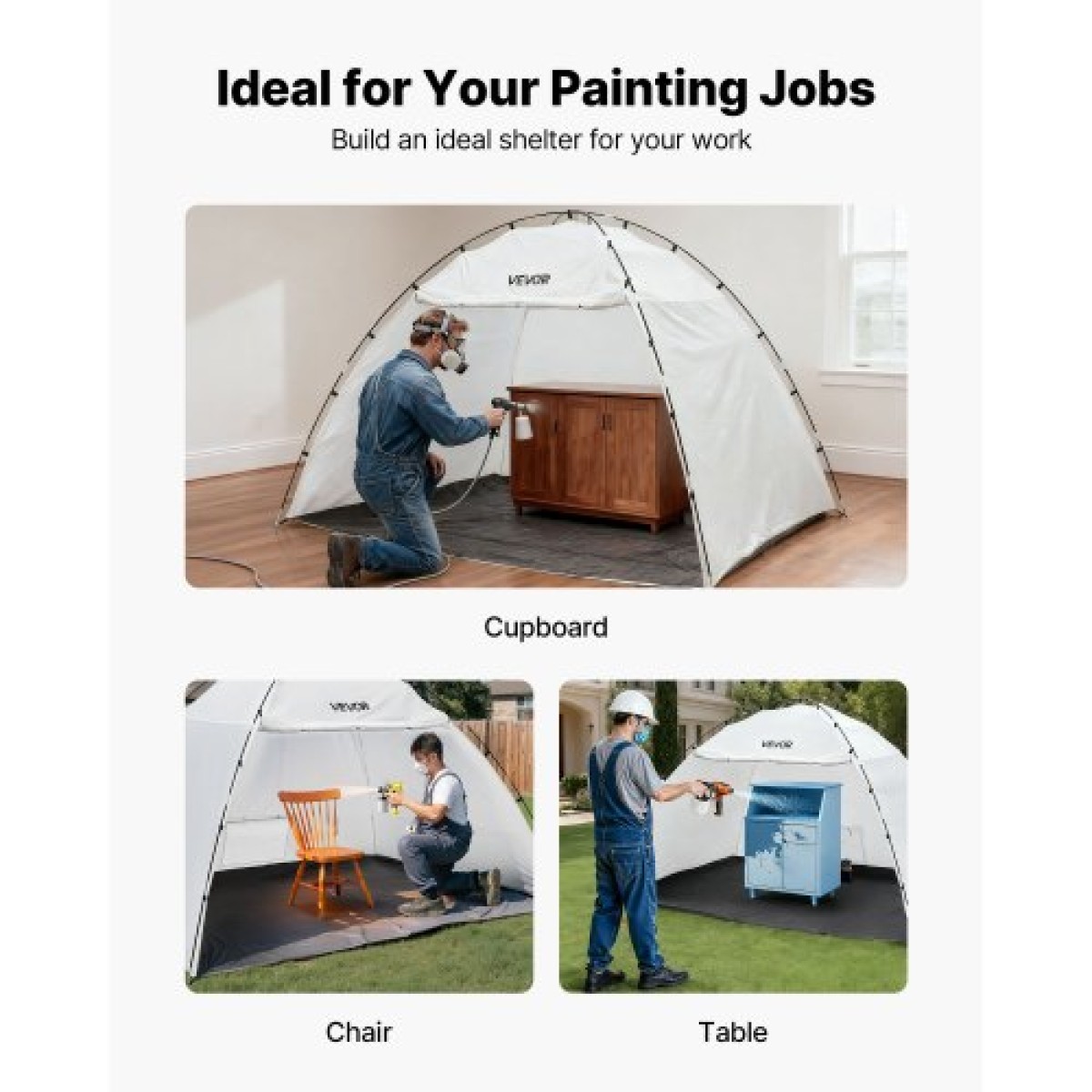 VEVOR Portable Paint Booth Tent, 32930 x 2300 x 1880mm Painting Tent Station, Spray Shelter με ενσωματωμένο δάπεδο & δικτυωτή οθόνη, μεγάλος χώρος, Oxford σκηνές βαφής με σπρέι για ντουλάπι, καρέκλες, τραπέζια
