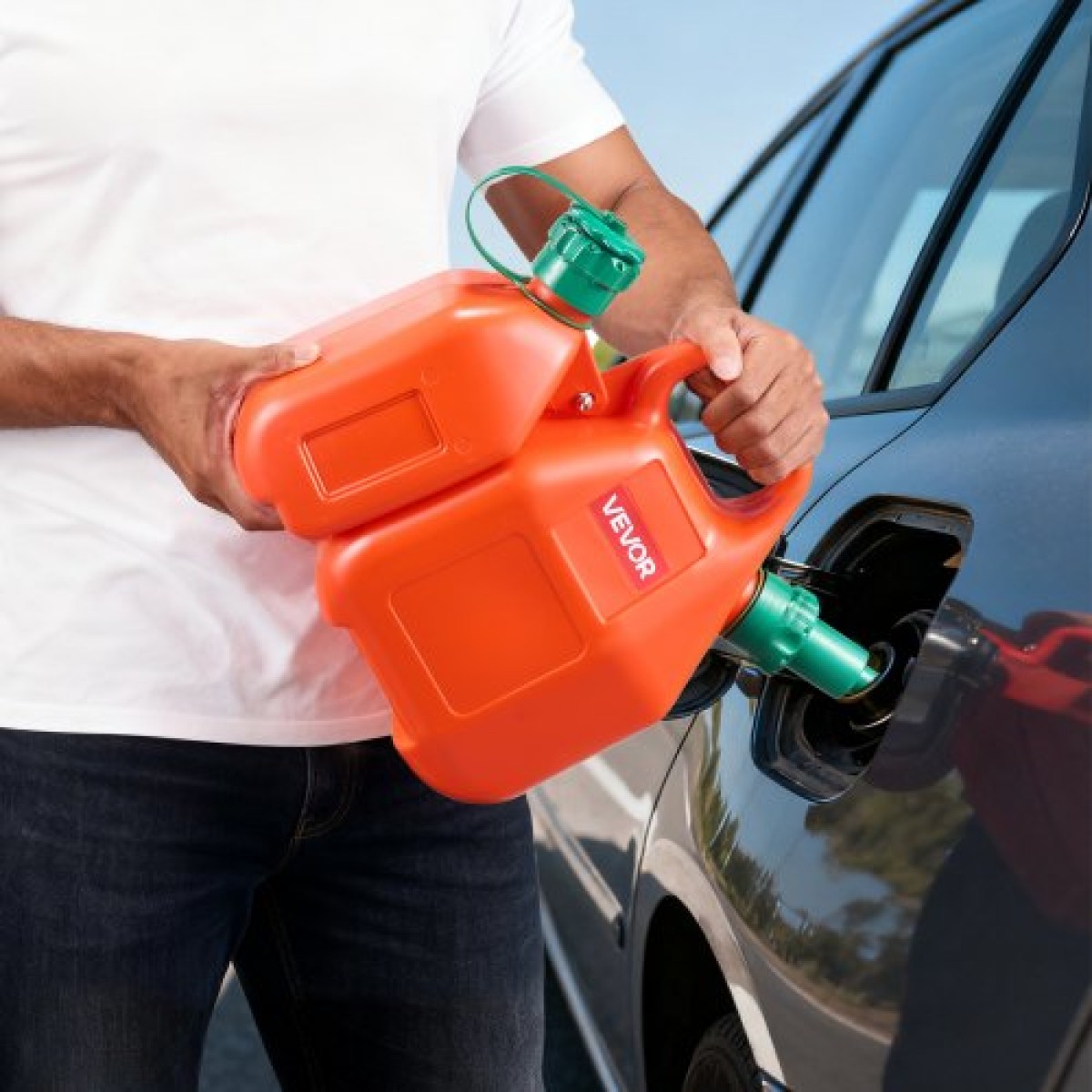 Δοχείο καυσίμου VEVOR, 6 L, Δεξαμενή καυσίμου με στόμιο & Δοχείο 1,9 L Extra Oil, Μέγιστος ρυθμός ροής 5,5 L/min, στεγανό και φορητό επίπεδο δοχείο υγρού για τα περισσότερα αυτοκίνητα μοτοσικλέτα ATV UTV
