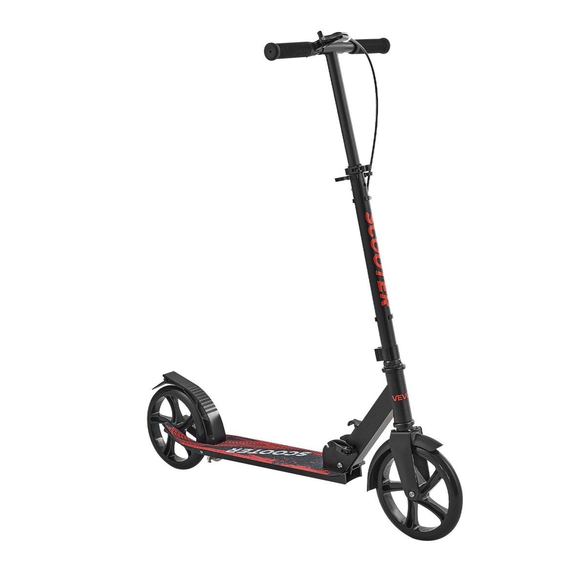 VEVOR Kick Scooter για Παιδιά Ηλικιών 8+, Έφηβοι και Ενήλικες, Μικρό σκούτερ 2 τροχών με τιμόνι ρυθμιζόμενο σε ύψος, φαρδύ αντιολισθητικό κατάστρωμα, αναδιπλούμενο ελαφρύ πλαίσιο για αγόρια και κορίτσια έως 99,8 κιλά, μαύρο