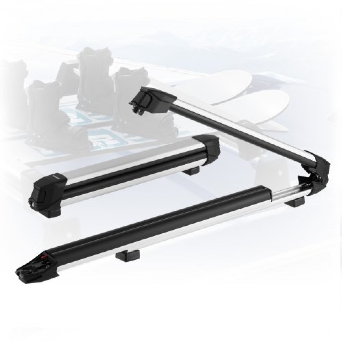 Βάση οροφής VEVOR Ski & Snowboard, Μεταφορά έως και 6 ζευγάρια σκι ή 4 Snowboard, 2 ΤΕΜ. Αλουμινένια Universal θήκη οροφής αυτοκινήτου με κλειδαριά και λαστιχένια επένδυση για καλάμι ψαρέματος, ταιριάζουν με τις περισσότερες εγκάρσιες ράβδους