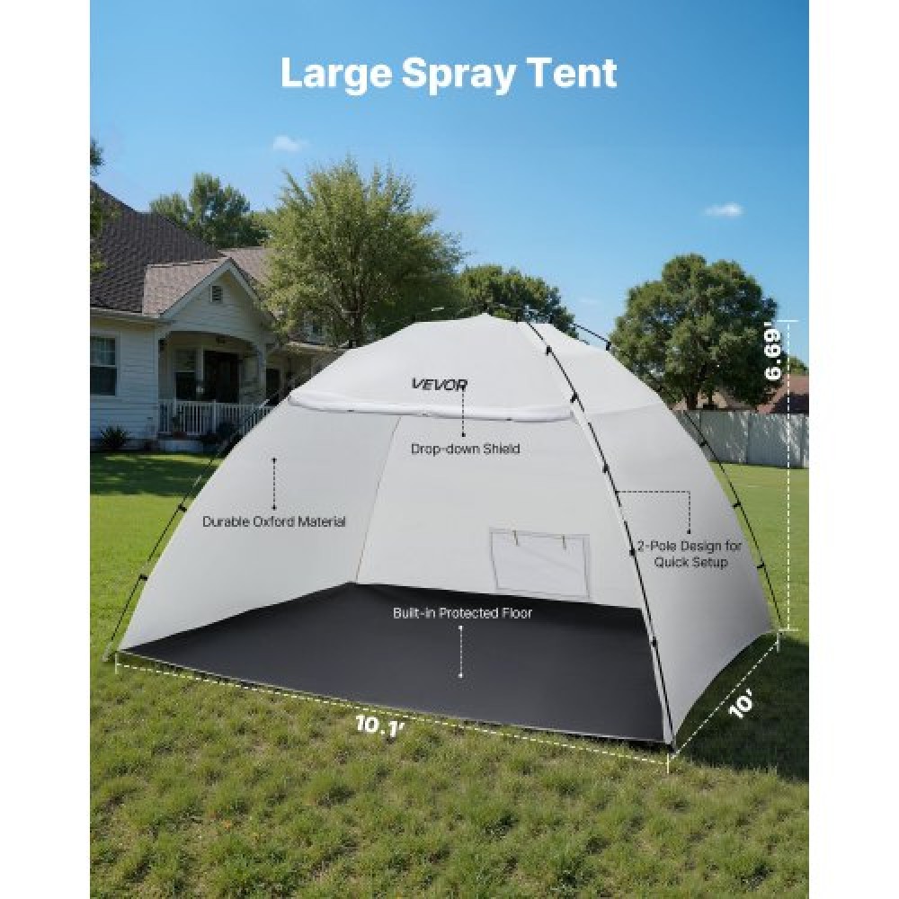 VEVOR Portable Paint Booth Tent, 2950 x 2920 x 2020mm Painting Tent Station, Spray Shelter με ενσωματωμένο δάπεδο & δικτυωτή οθόνη, μεγάλος χώρος, Oxford σκηνές βαφής με σπρέι για ντουλάπια, καρέκλες, τραπέζια