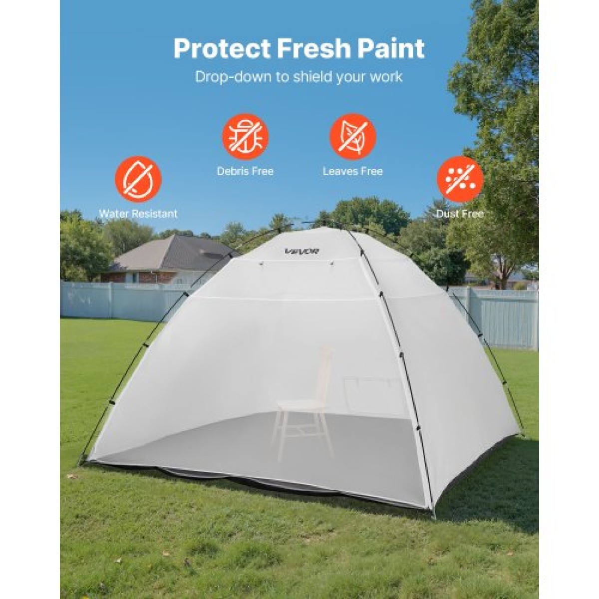 VEVOR Portable Paint Booth Tent, 2950 x 2920 x 2020mm Painting Tent Station, Spray Shelter με ενσωματωμένο δάπεδο & δικτυωτή οθόνη, μεγάλος χώρος, Oxford σκηνές βαφής με σπρέι για ντουλάπια, καρέκλες, τραπέζια