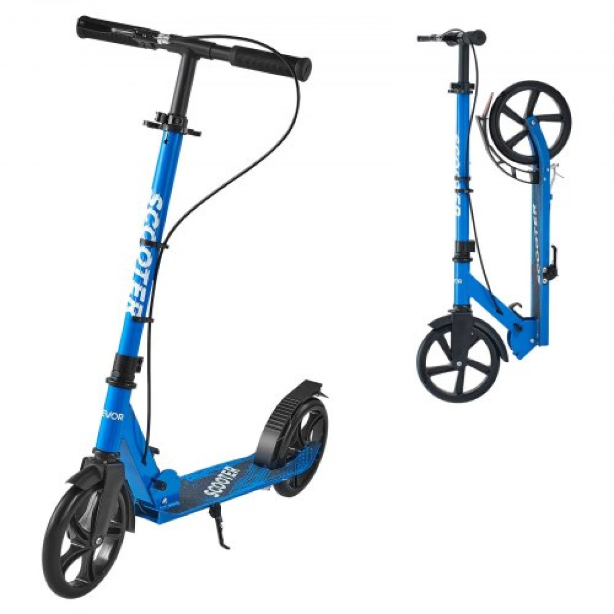 VEVOR Kick Scooter για Παιδιά Ηλικιών 8+, Εφήβους και Ενήλικες, Μικρό σκούτερ 2 τροχών με τιμόνι ρυθμιζόμενο σε ύψος, φαρδύ αντιολισθητικό κατάστρωμα, αναδιπλούμενο ελαφρύ για αγόρια και κορίτσια έως 99,8 κιλά, μαύρο + μπλε