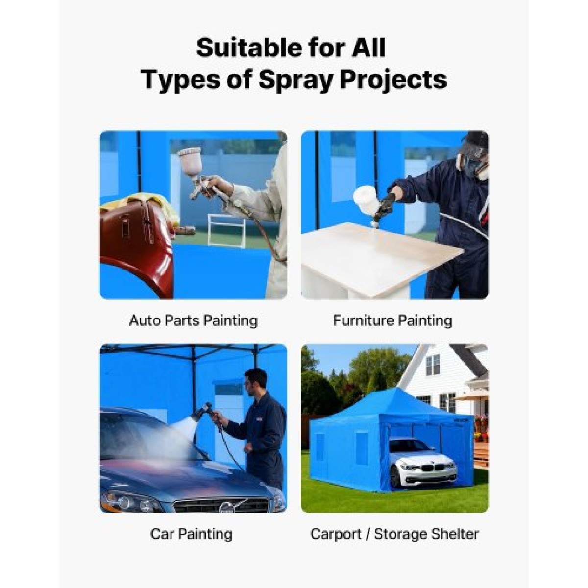 VEVOR Portable Paint Booth Ten, 5870 x 3980 x 1780mm Portable Garage Spray Tent, Waterproof spray booth with foldable frame design & 4 Mesh side windows for Auto Parts, Έπιπλα, Βαφή αυτοκινήτου