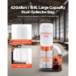 VEVOR Dust Collector, 1200 CFM 2.5 Micron Vortex Cone Dust Collectors, 2.0HP Sawdust Collection System με 132.5L Dusts Collector Bag & 159L Filter Bag, 2800 RPM High Speed, για ξυλουργική