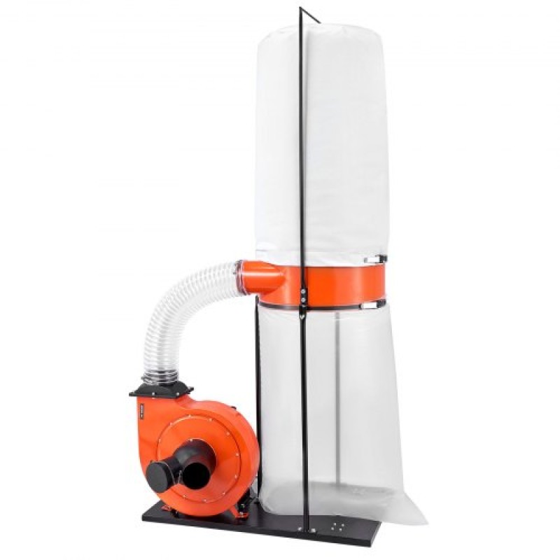 VEVOR Dust Collector, 1200 CFM 2.5 Micron Vortex Cone Dust Collectors, 2.0HP Sawdust Collection System με 132.5L Dusts Collector Bag & 159L Filter Bag, 2800 RPM High Speed, για ξυλουργική