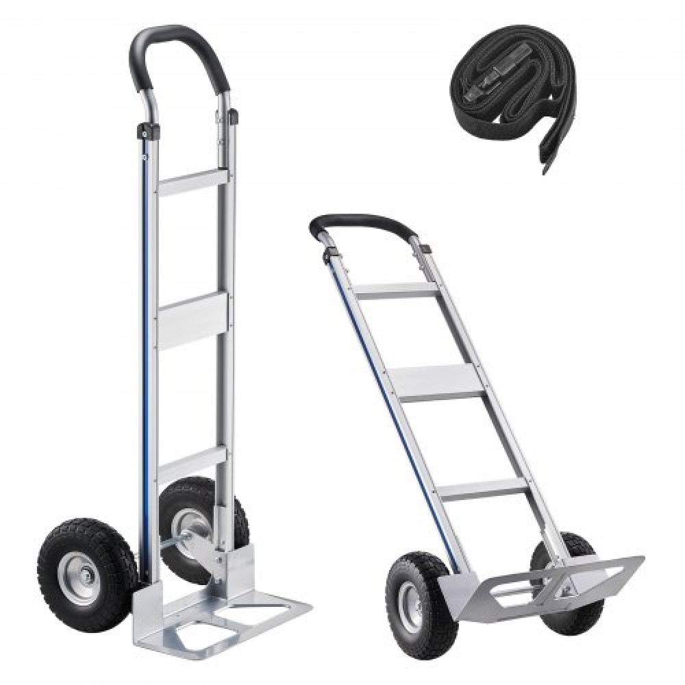 Φορτηγό VEVOR, Χωρητικότητα 226,9 kg, βαρέως τύπου Hand Truck Dolly με αντιολισθητικές ρόδες & λαβή, φορητό τρόλεϊ από κράμα αλουμινίου με ιμάντα πρόσδεσης για μετακίνηση σπιτιού, γραφείου, αποθήκης