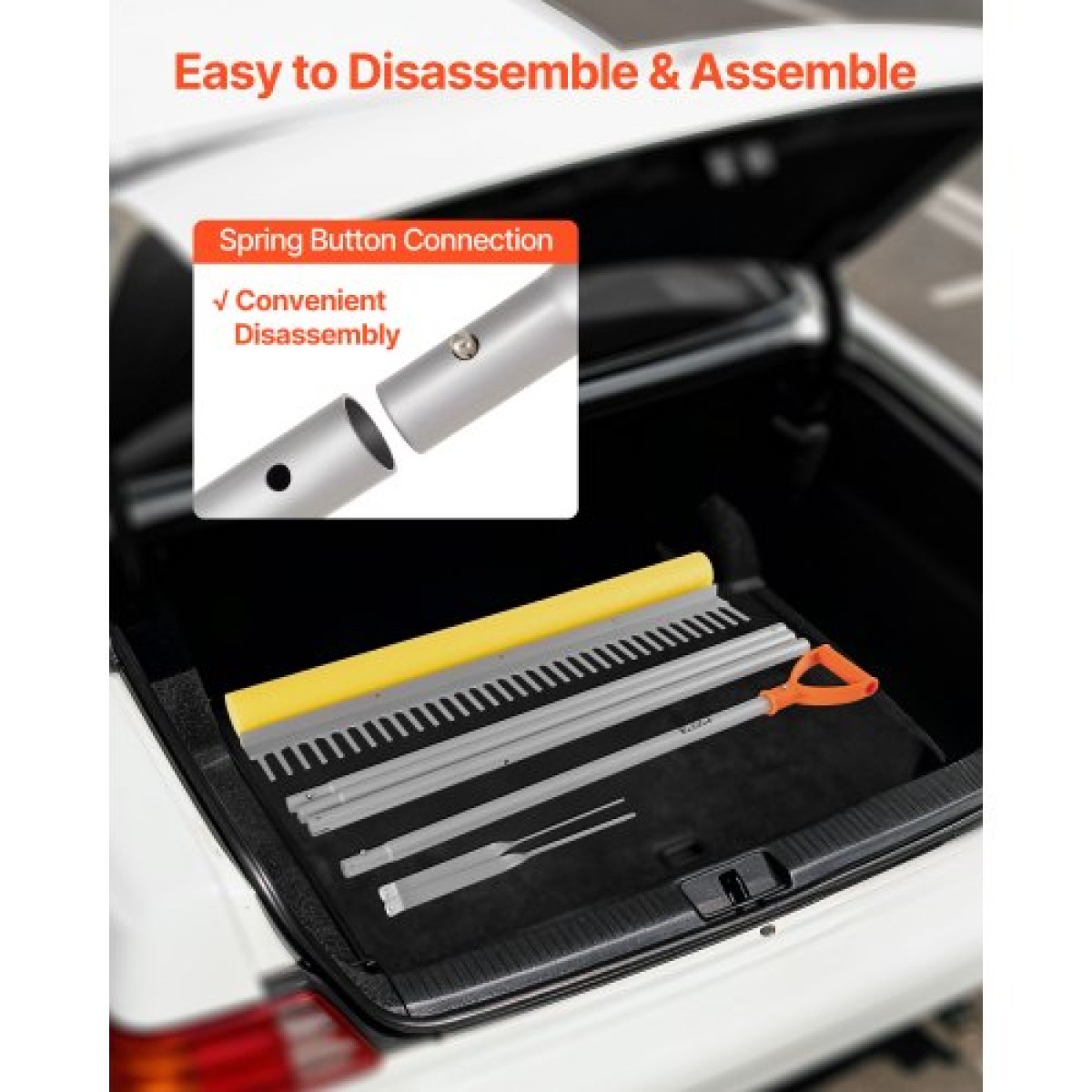 VEVOR Landscape Rake, Λαβή πλάτους 914 mm 2590 mm, Εργαλείο βαρέως τύπου αλουμινίου εξωραϊσμού φύλλων, Επίπεδο ασφάλτου για χαλάρωση εδάφους, κήπου και αυλής, χαλίκι λίμνης & περιποίηση γκαζόν παραλίας, σχοινί 15,8 m