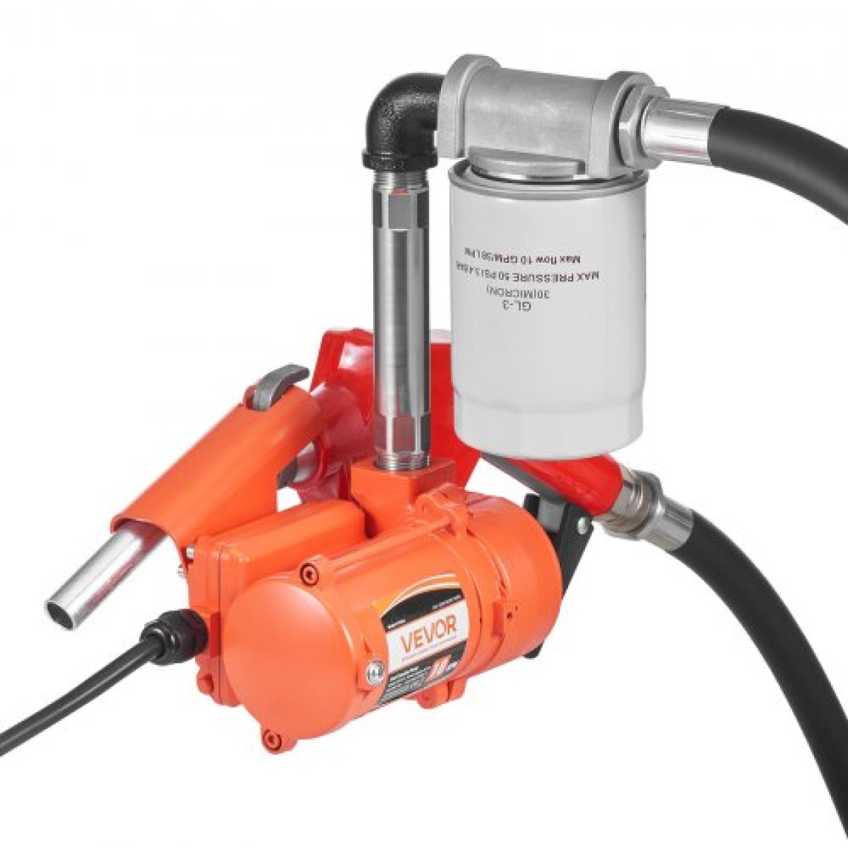 Αντλία μεταφοράς καυσίμου VEVOR, 12V DC 40 L/min, Φορητό κιτ αντλίας μεταφοράς ντίζελ, με ακροφύσιο αυτόματης απενεργοποίησης, σωλήνας εκκένωσης, προστασία υπερθέρμανσης, καλώδιο τροφοδοσίας, αντιεκρηκτικό, για βενζίνη πετρελαίου κηροζίνης